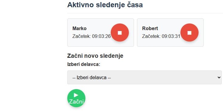 Spletna aplikacija za beleženje delovnega časa